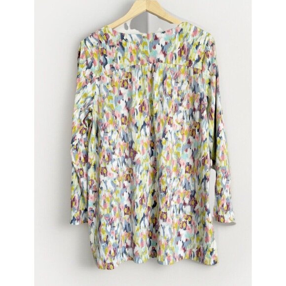 J. Jill Pure Jill Women Watercolor Tunic Top XL Pocket Long Sleeve Modal Blend - Picture 8 of 9